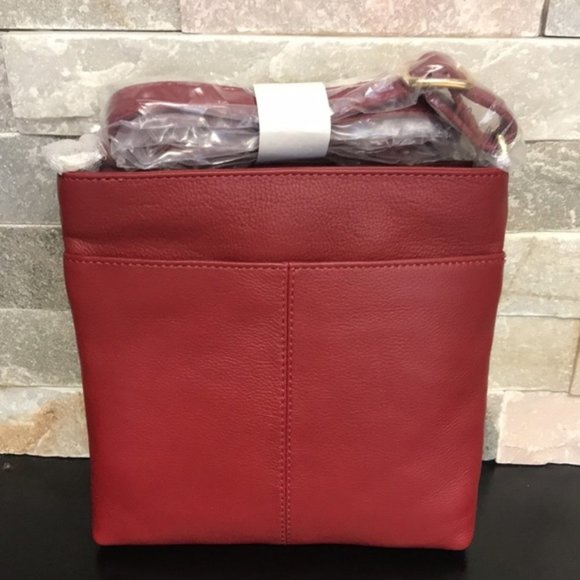 Tula England Colorblock Leather Zip-Top Crossbody Bag - Picture 3 of 4